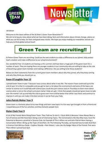 Green Team Newsletter 18