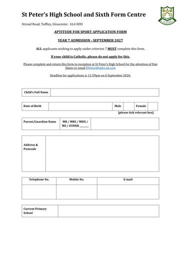 Sport Aptitude Application 2026