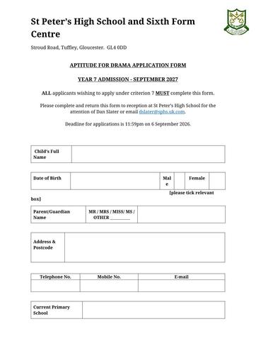 Drama Aptitude Application 2026