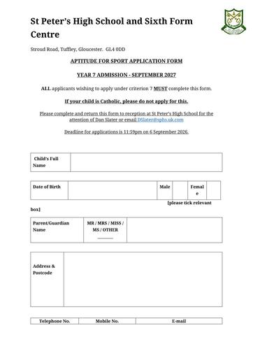 Sport Aptitude Application 2026