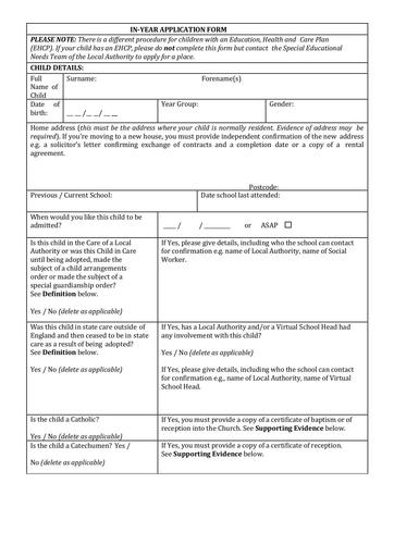 In Year Application Form New 2024
