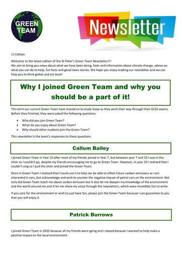 Green Team Newsletter 11