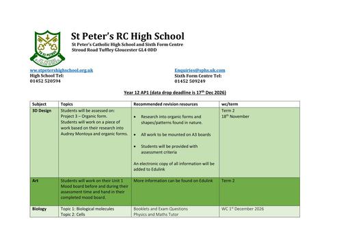 Yr 12 AP Information 2026 - 27
