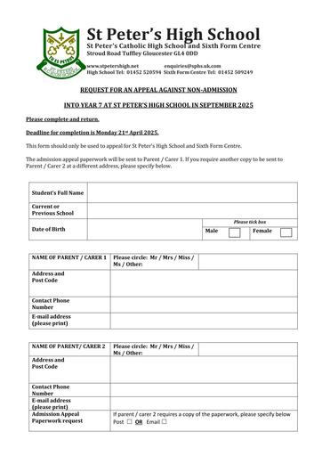 Bulk Appeal Request Form